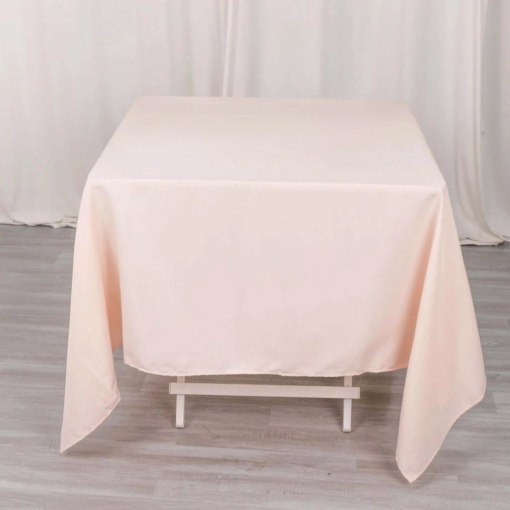 Premium Polyester Square Tablecloth 70"x70" Blush 220GSM Wrinkle - Resistant Table Cover - Bell Racket Store