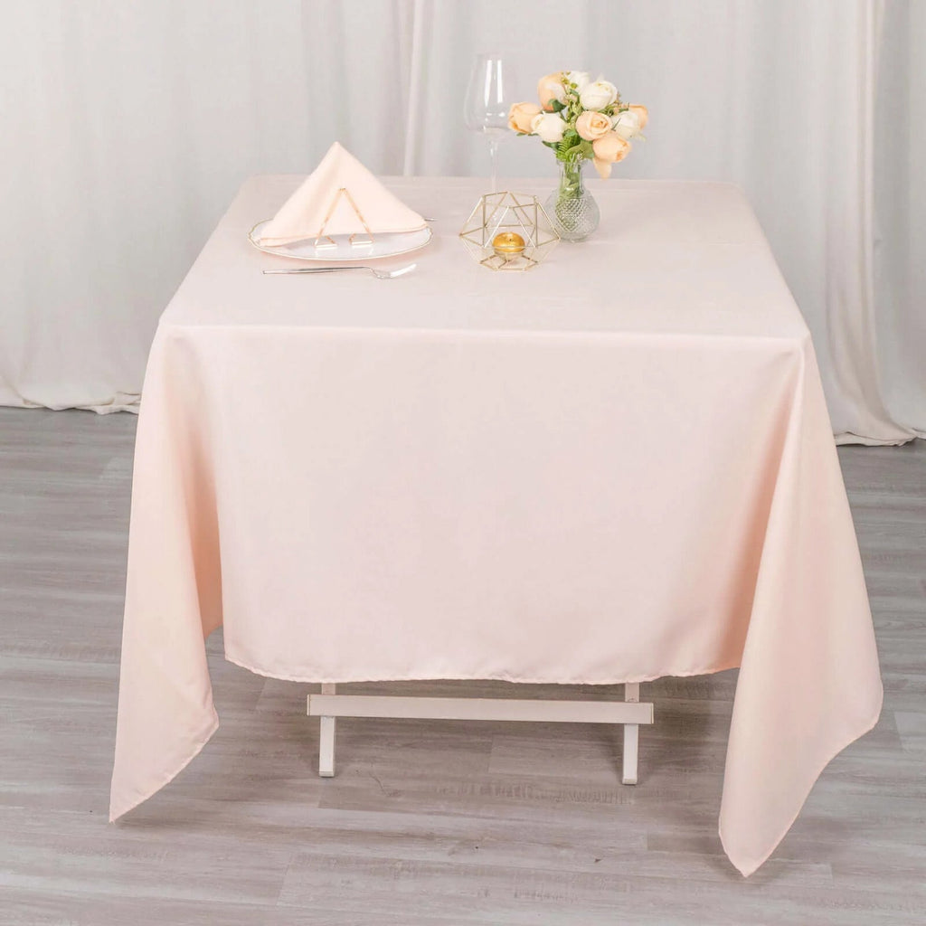 Premium Polyester Square Tablecloth 70"x70" Blush 220GSM Wrinkle - Resistant Table Cover - Bell Racket Store