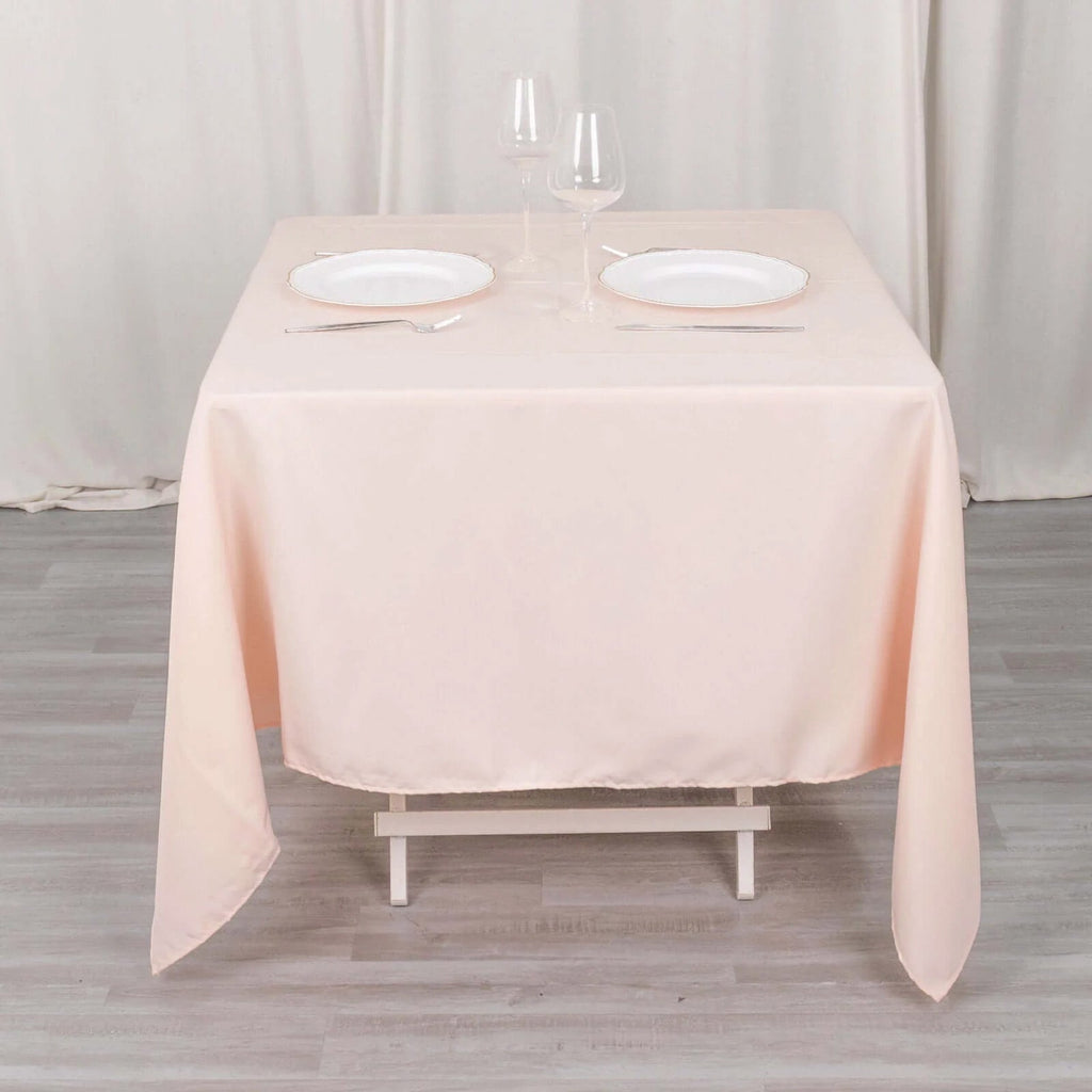 Premium Polyester Square Tablecloth 70"x70" Blush 220GSM Wrinkle - Resistant Table Cover - Bell Racket Store