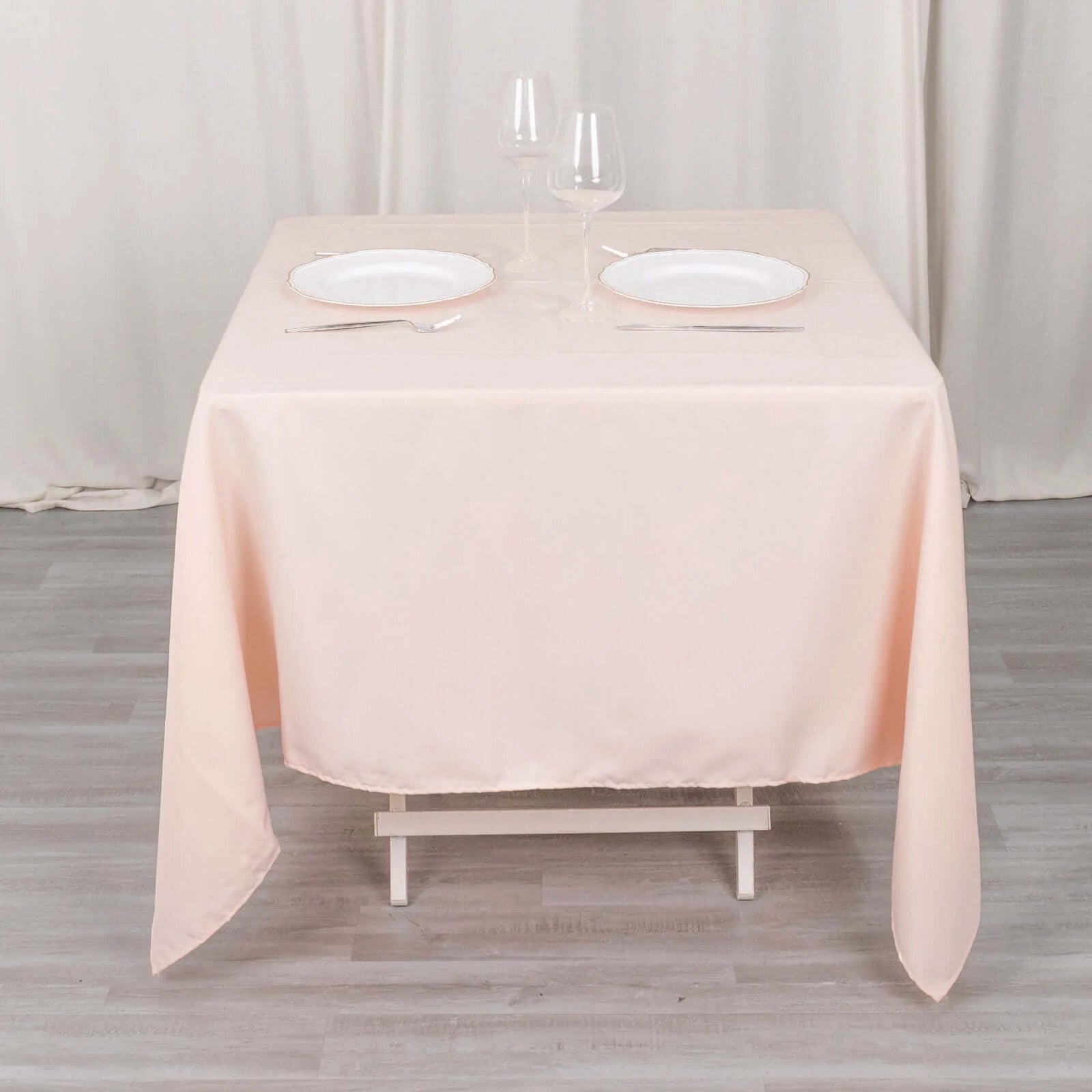 Premium Polyester Square Tablecloth 70"x70" Blush 220GSM Wrinkle - Resistant Table Cover - Bell Racket Store