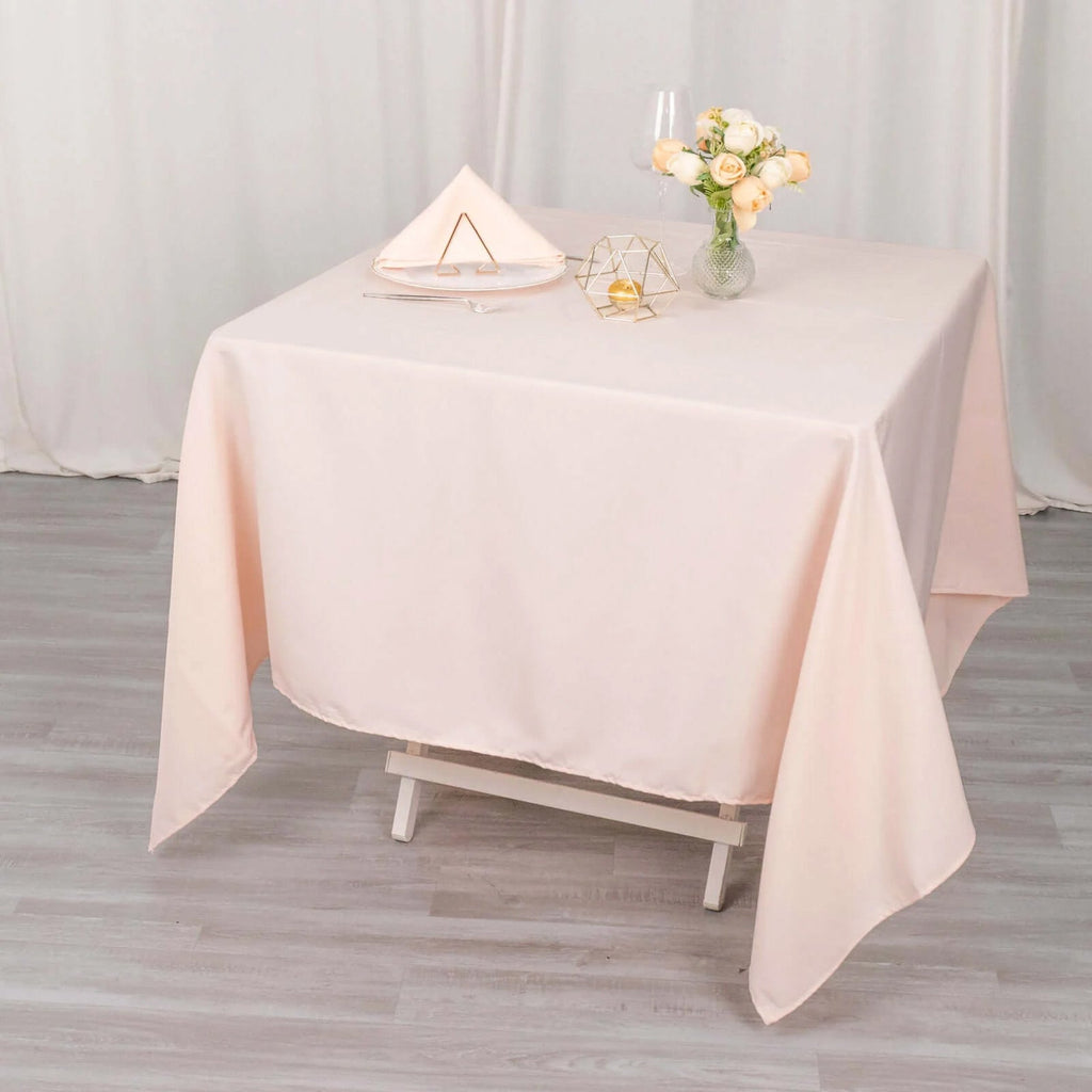 Premium Polyester Square Tablecloth 70"x70" Blush 220GSM Wrinkle - Resistant Table Cover - Bell Racket Store