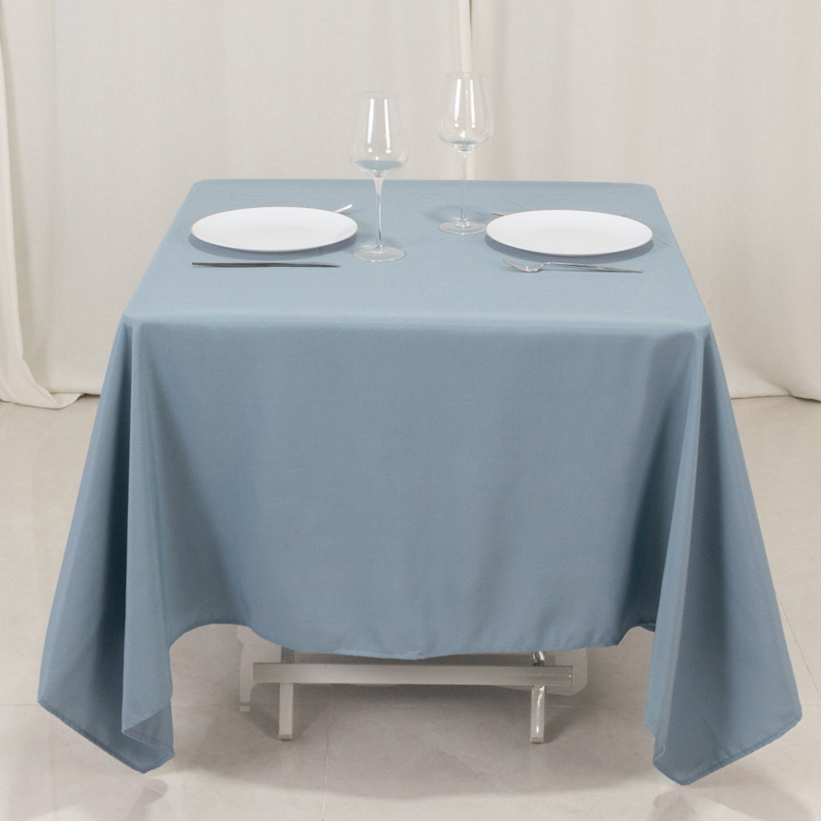 Premium Polyester Square Tablecloth 70"x70" Dusty Blue 220GSM Wrinkle - Resistant Table Cover - Bell Racket Store