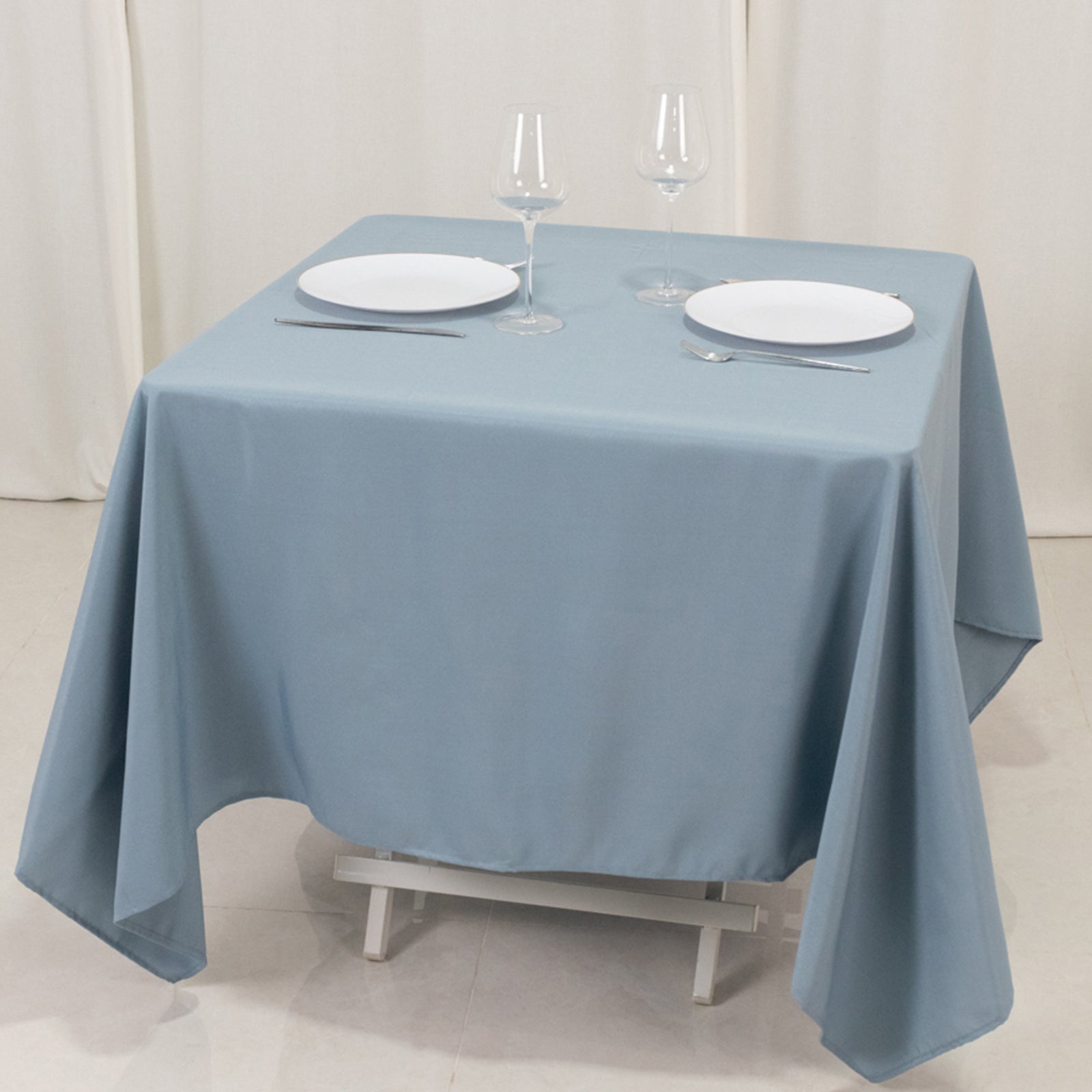 Premium Polyester Square Tablecloth 70"x70" Dusty Blue 220GSM Wrinkle - Resistant Table Cover - Bell Racket Store