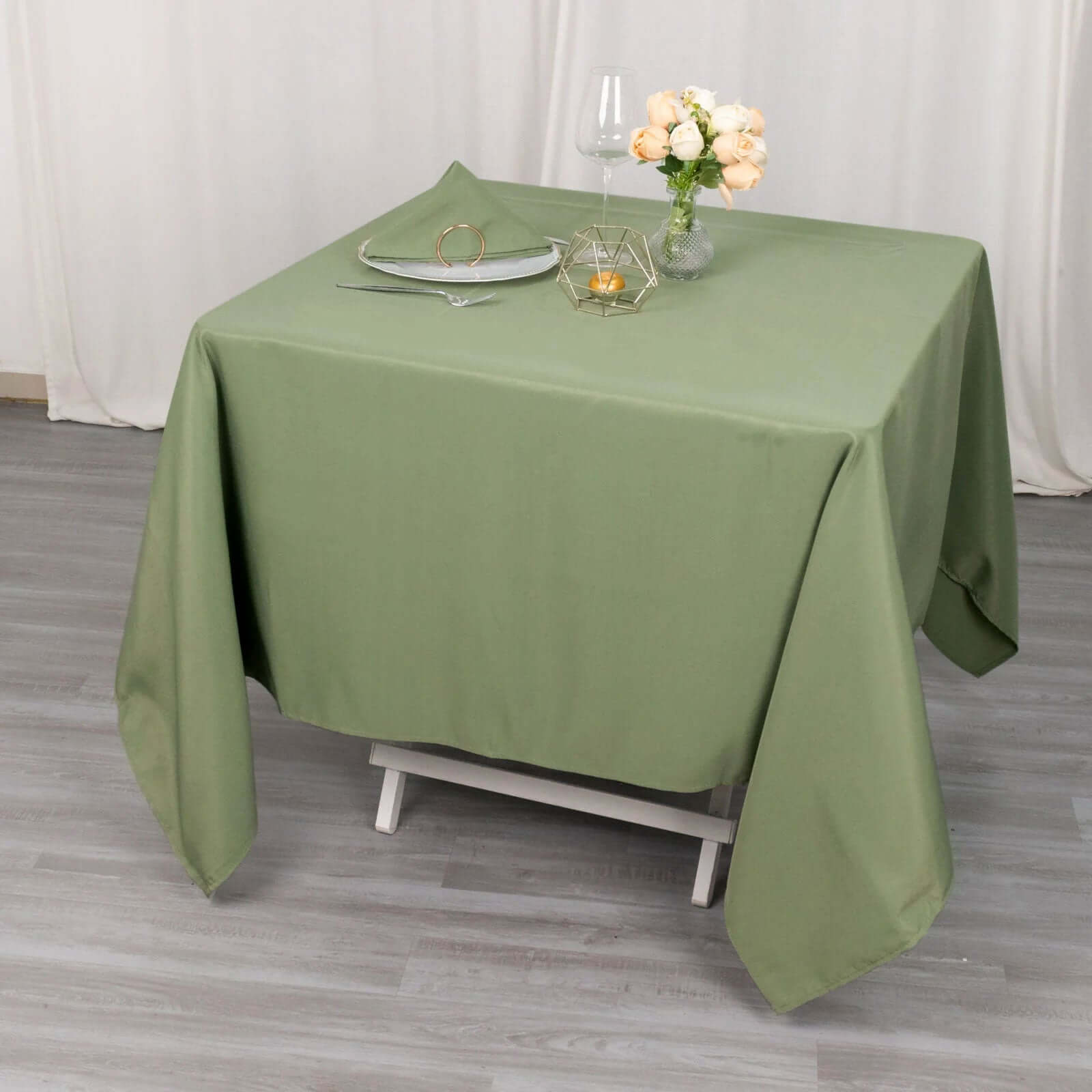 Premium Polyester Square Tablecloth 70"x70" Dusty Sage Green - 220GSM Wrinkle - Resistant Table Cover - Bell Racket Store
