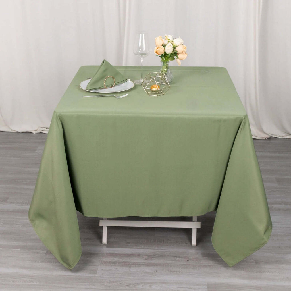 Premium Polyester Square Tablecloth 70"x70" Dusty Sage Green - 220GSM Wrinkle - Resistant Table Cover - Bell Racket Store