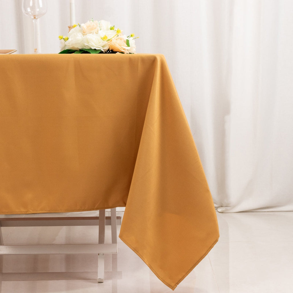 Premium Polyester Square Tablecloth 70"x70" Gold 220GSM Wrinkle - Resistant Table Cover for Stylish Gatherings - Bell Racket Store