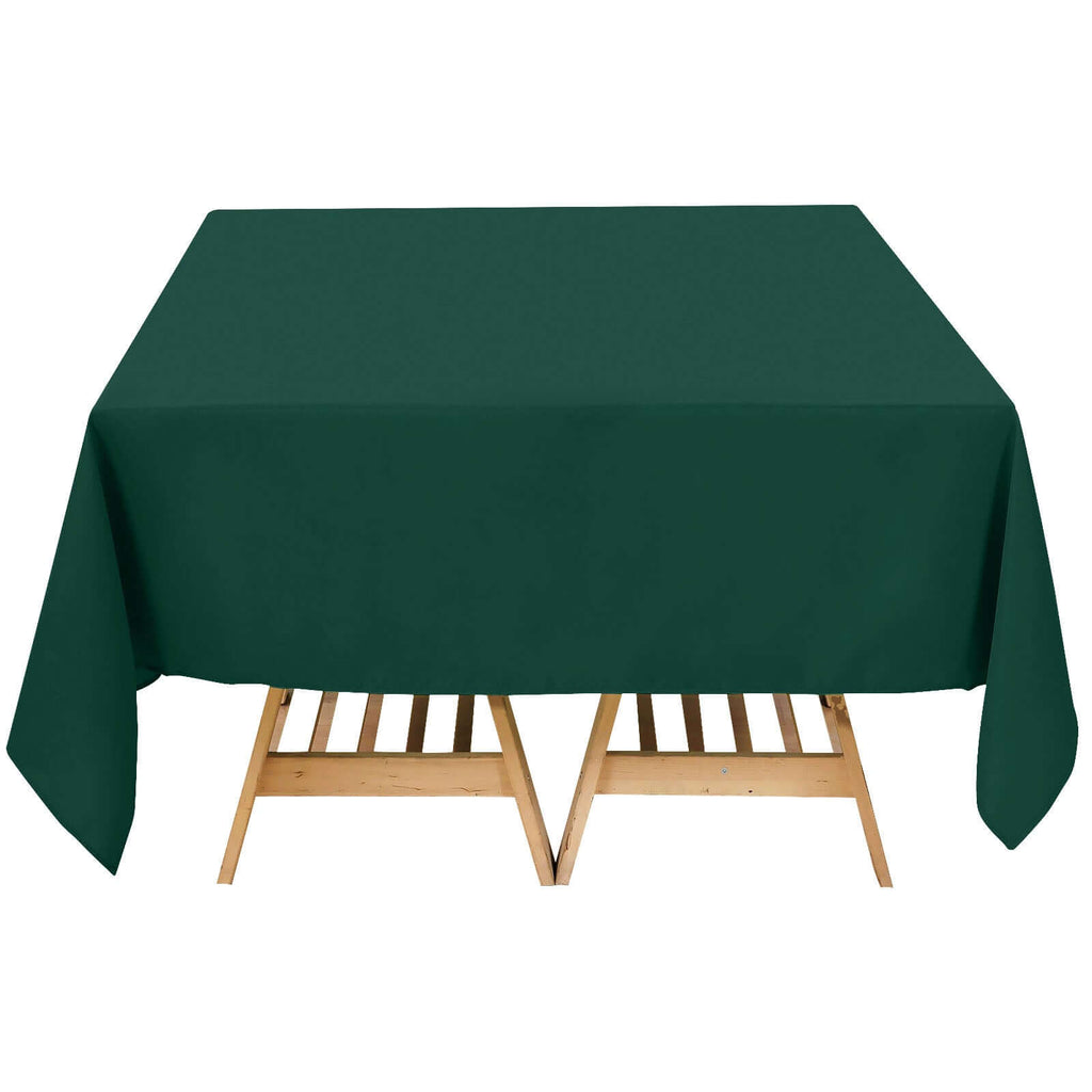 Premium Polyester Square Tablecloth 70"x70" Hunter Emerald Green 220GSM Wrinkle - Resistant Table Cover - Bell Racket Store
