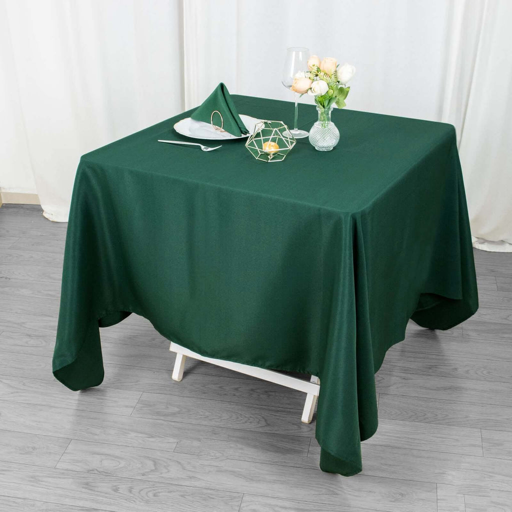 Premium Polyester Square Tablecloth 70"x70" Hunter Emerald Green 220GSM Wrinkle - Resistant Table Cover - Bell Racket Store