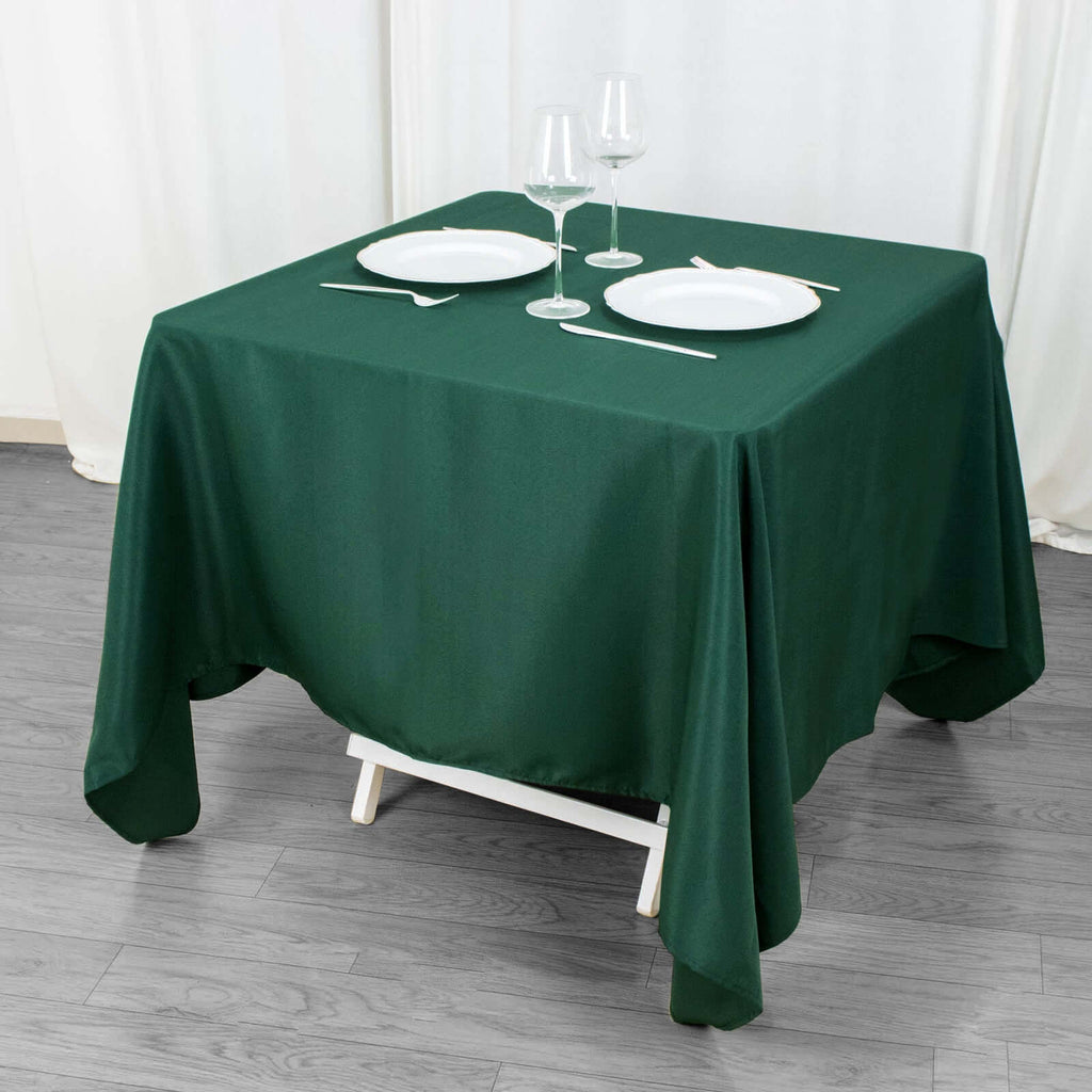 Premium Polyester Square Tablecloth 70"x70" Hunter Emerald Green 220GSM Wrinkle - Resistant Table Cover - Bell Racket Store