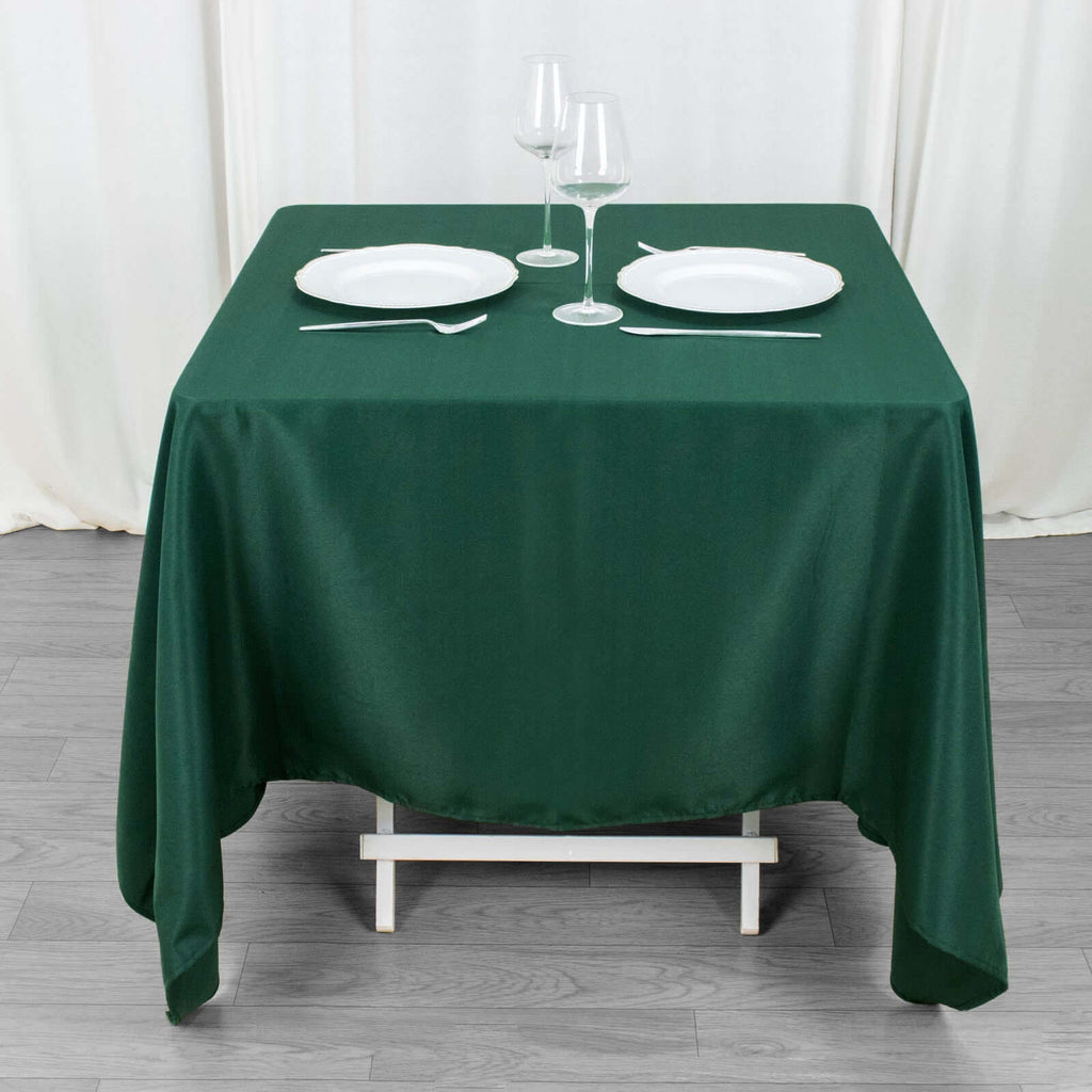 Premium Polyester Square Tablecloth 70"x70" Hunter Emerald Green 220GSM Wrinkle - Resistant Table Cover - Bell Racket Store