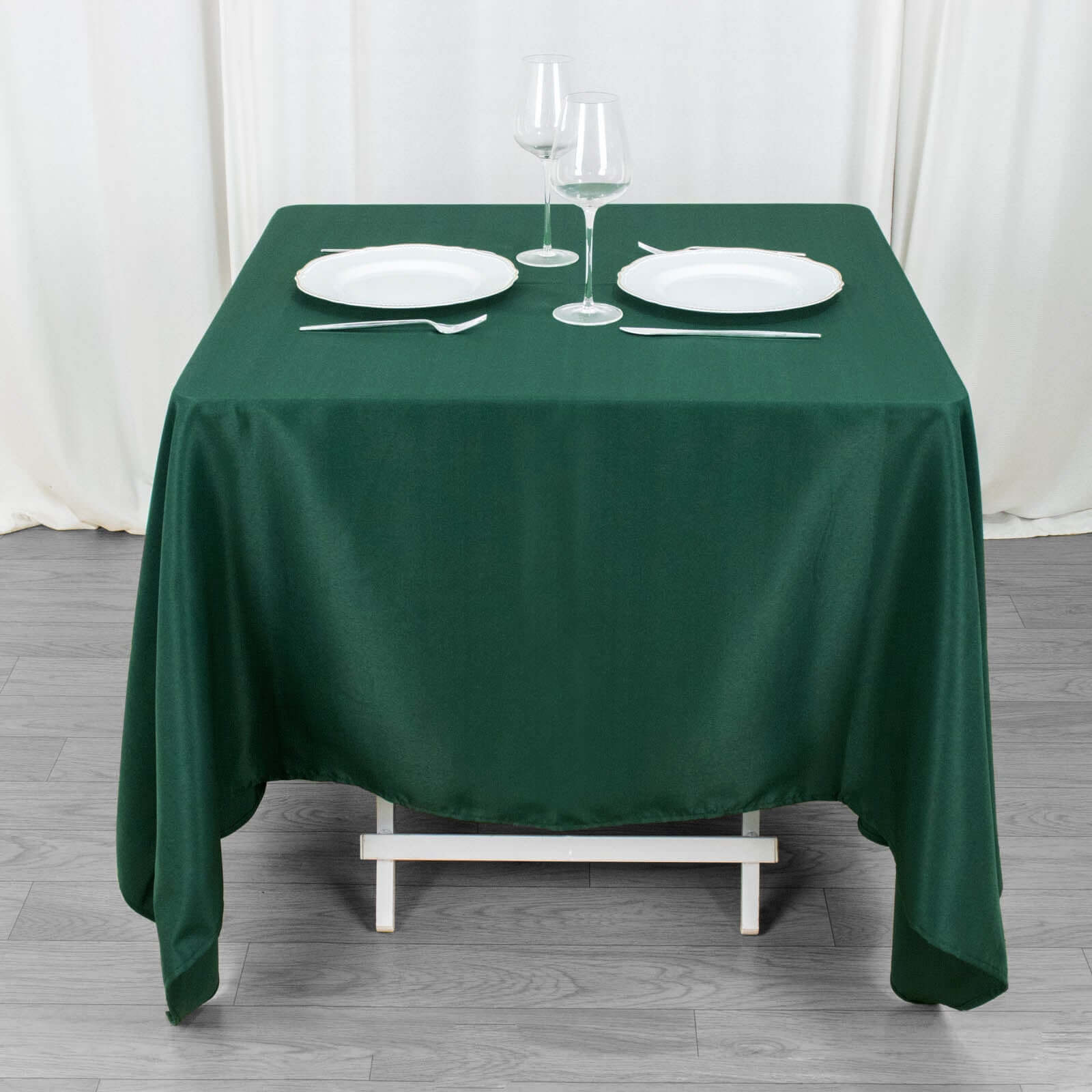 Premium Polyester Square Tablecloth 70"x70" Hunter Emerald Green 220GSM Wrinkle - Resistant Table Cover - Bell Racket Store
