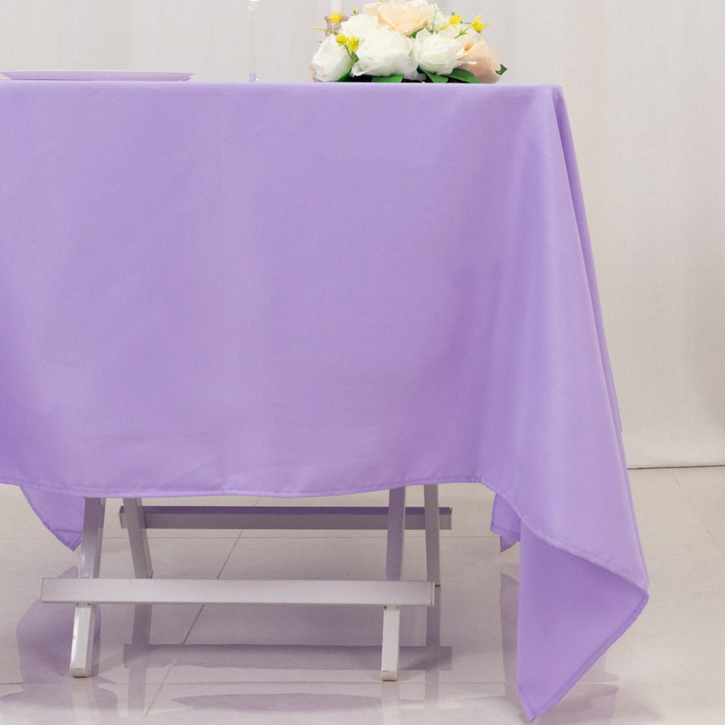 Premium Polyester Square Tablecloth 70"x70" Lavender Lilac 220GSM Wrinkle - Resistant Table Cover - Bell Racket Store