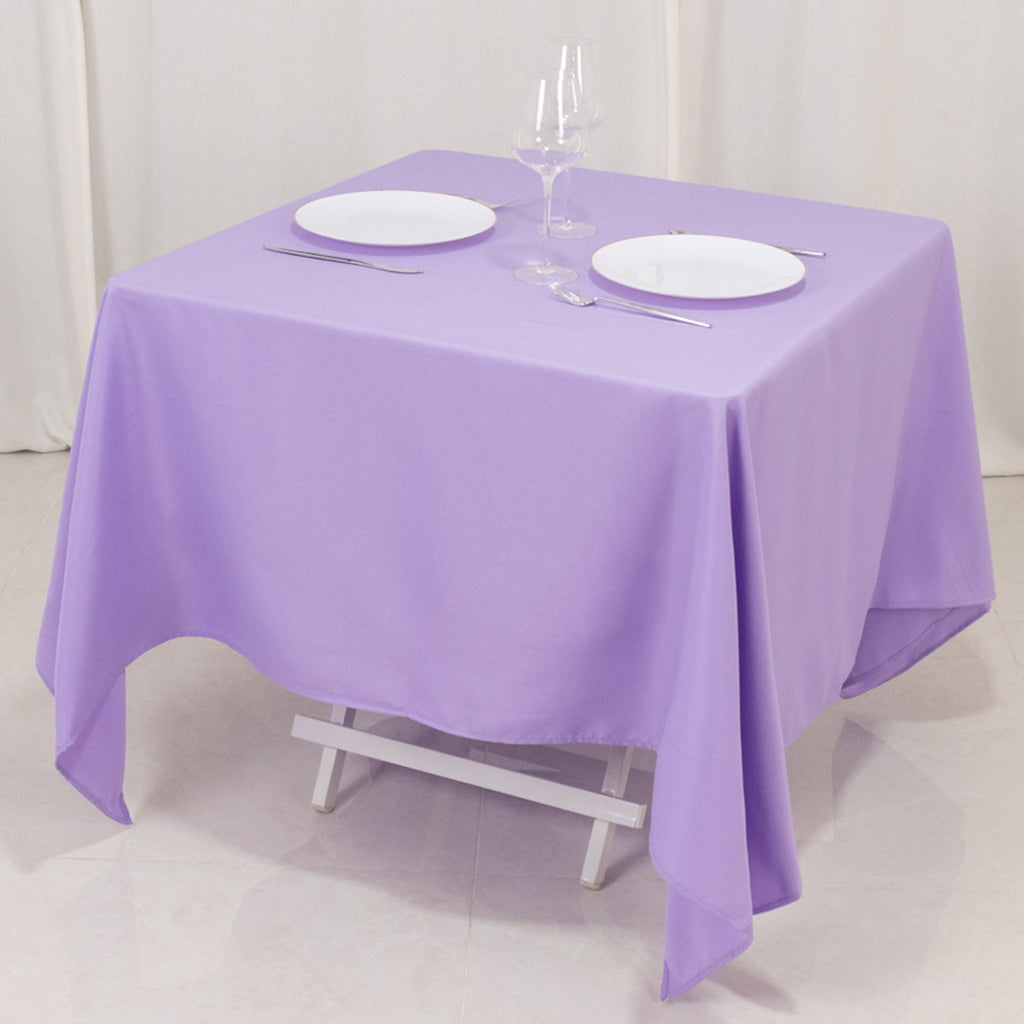 Premium Polyester Square Tablecloth 70"x70" Lavender Lilac 220GSM Wrinkle - Resistant Table Cover - Bell Racket Store