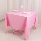 Premium Polyester Square Tablecloth 70"x70" Pink 220GSM Wrinkle - Resistant Table Cover - Bell Racket Store