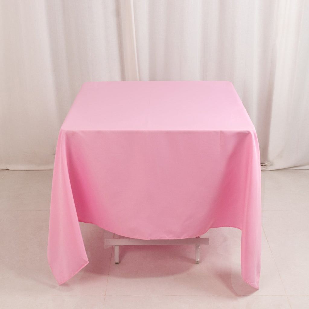 Premium Polyester Square Tablecloth 70"x70" Pink 220GSM Wrinkle - Resistant Table Cover - Bell Racket Store
