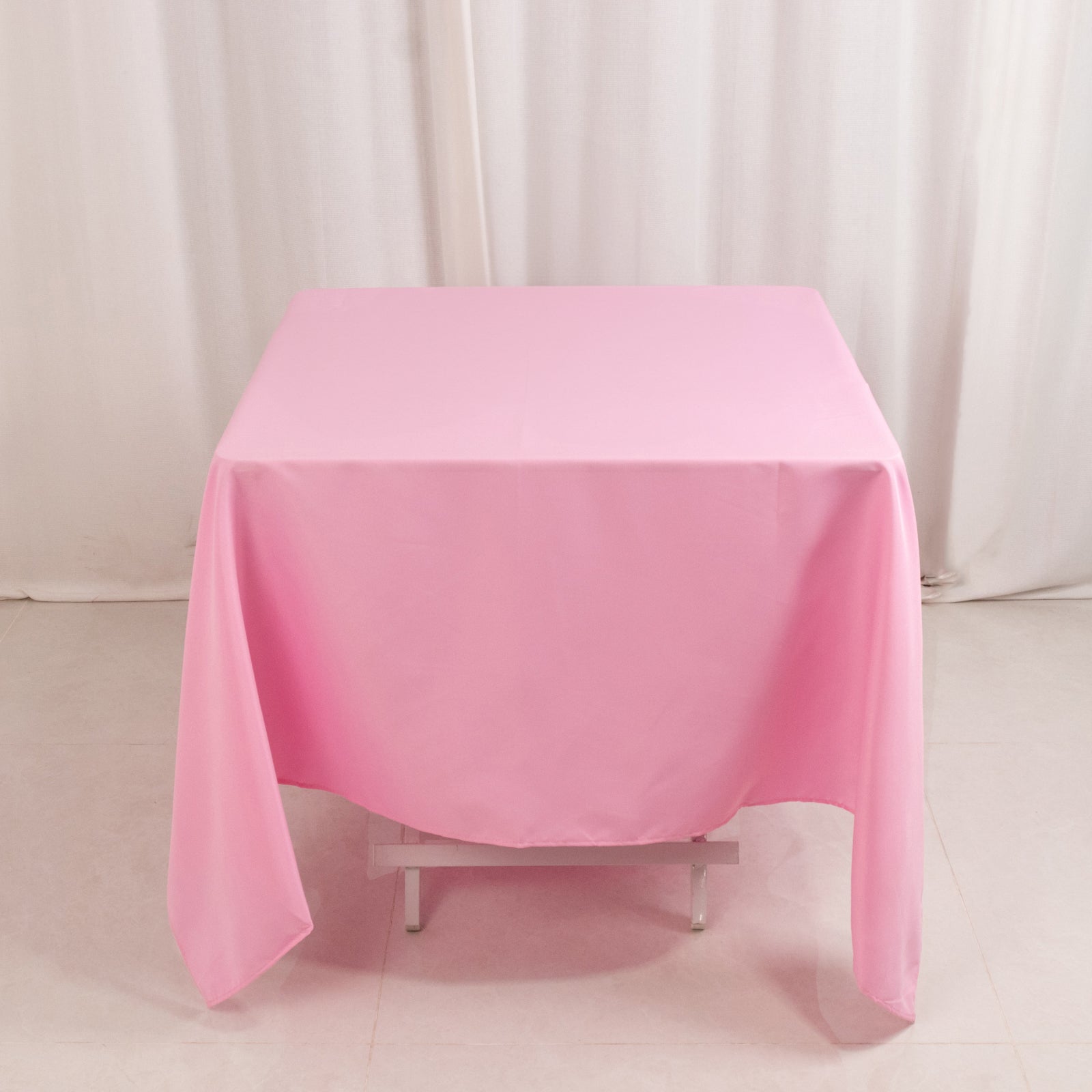 Premium Polyester Square Tablecloth 70"x70" Pink 220GSM Wrinkle - Resistant Table Cover - Bell Racket Store