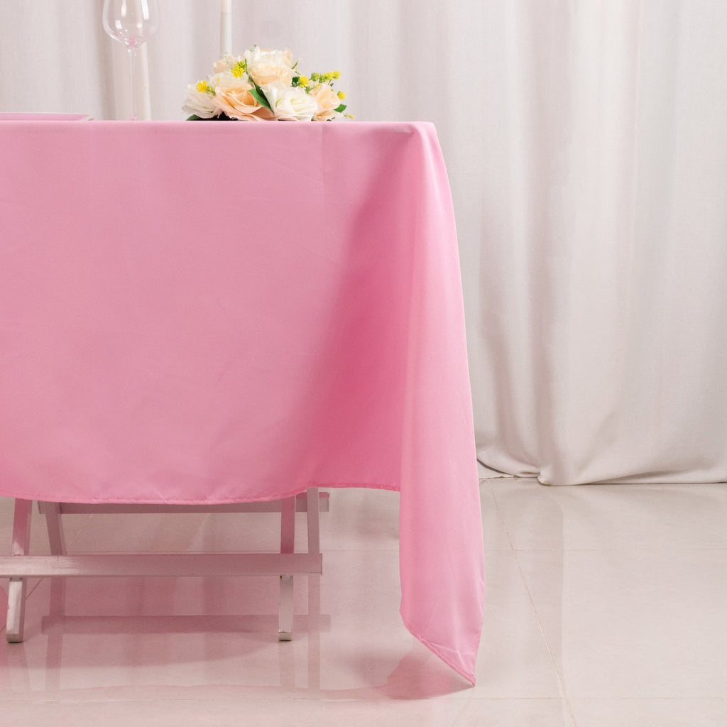 Premium Polyester Square Tablecloth 70"x70" Pink 220GSM Wrinkle - Resistant Table Cover - Bell Racket Store