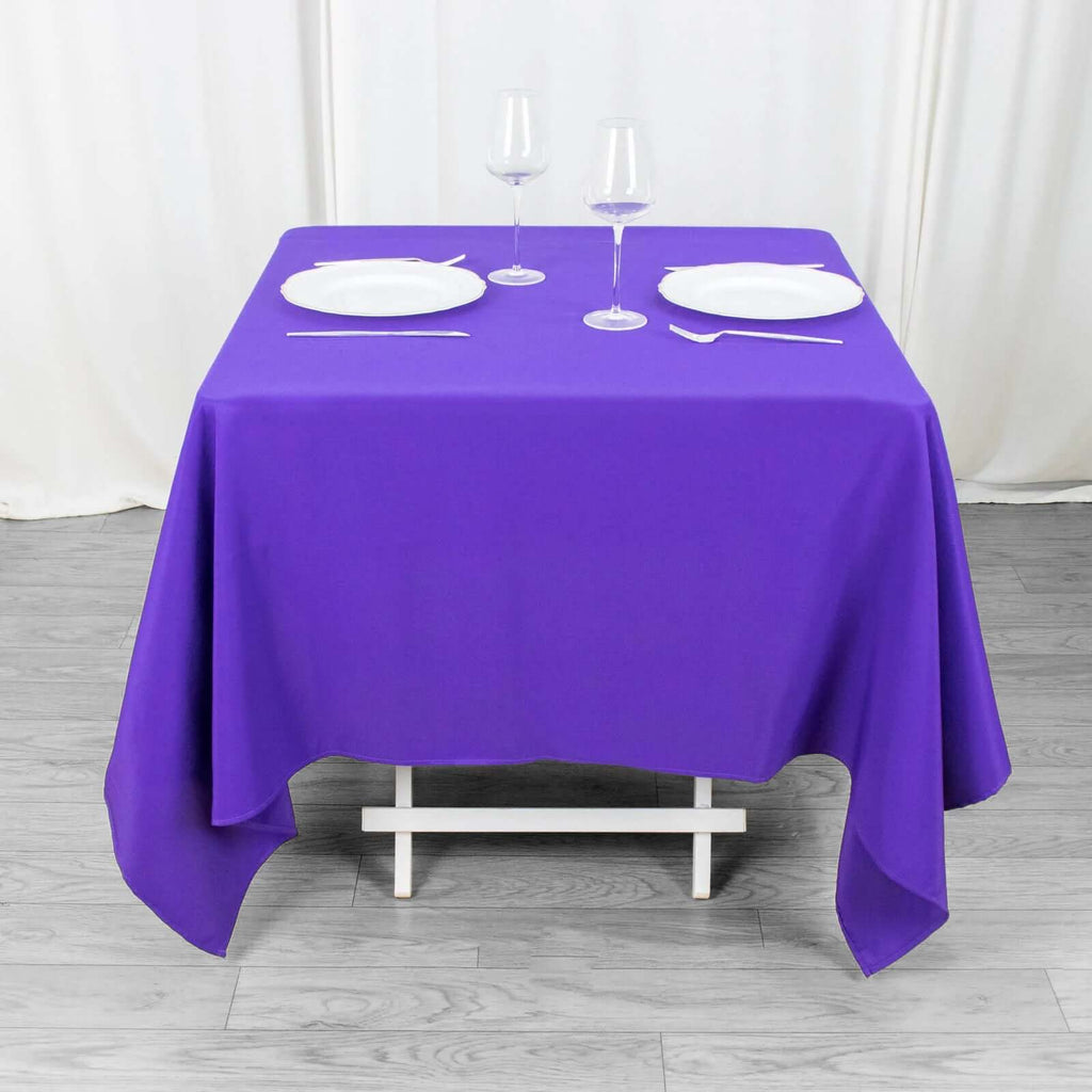 Premium Polyester Square Tablecloth 70"x70" Purple 220GSM Wrinkle - Resistant Table Cover - Bell Racket Store