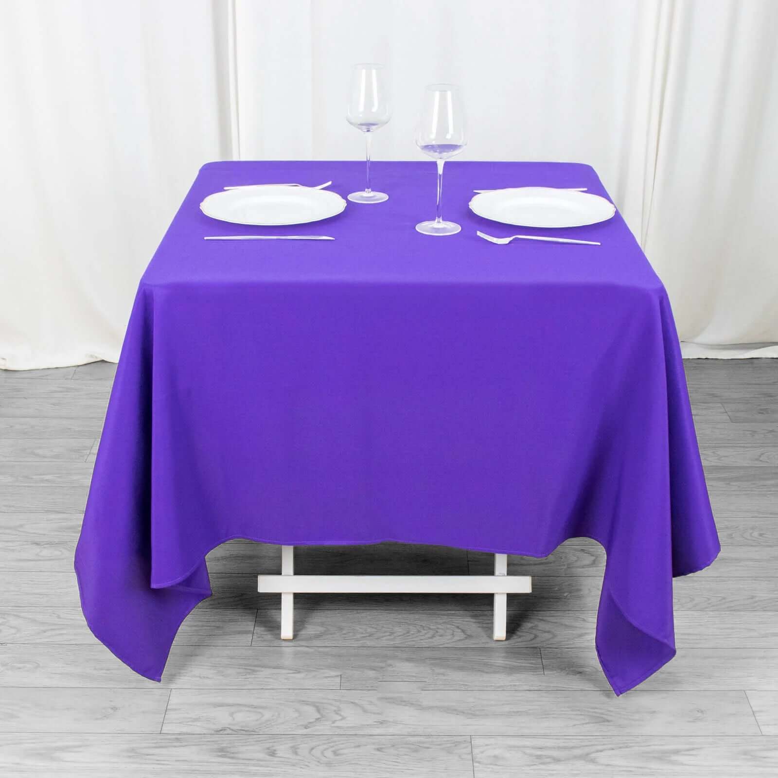 Premium Polyester Square Tablecloth 70"x70" Purple 220GSM Wrinkle - Resistant Table Cover - Bell Racket Store