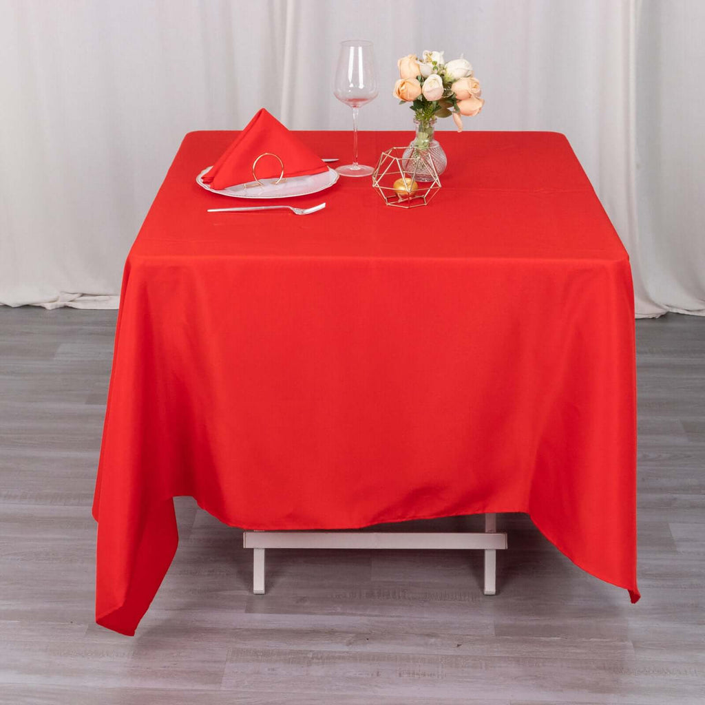 Premium Polyester Square Tablecloth 70"x70" Red 220GSM Wrinkle - Resistant Table Cover - Bell Racket Store