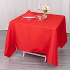 Premium Polyester Square Tablecloth 70"x70" Red 220GSM Wrinkle - Resistant Table Cover - Bell Racket Store