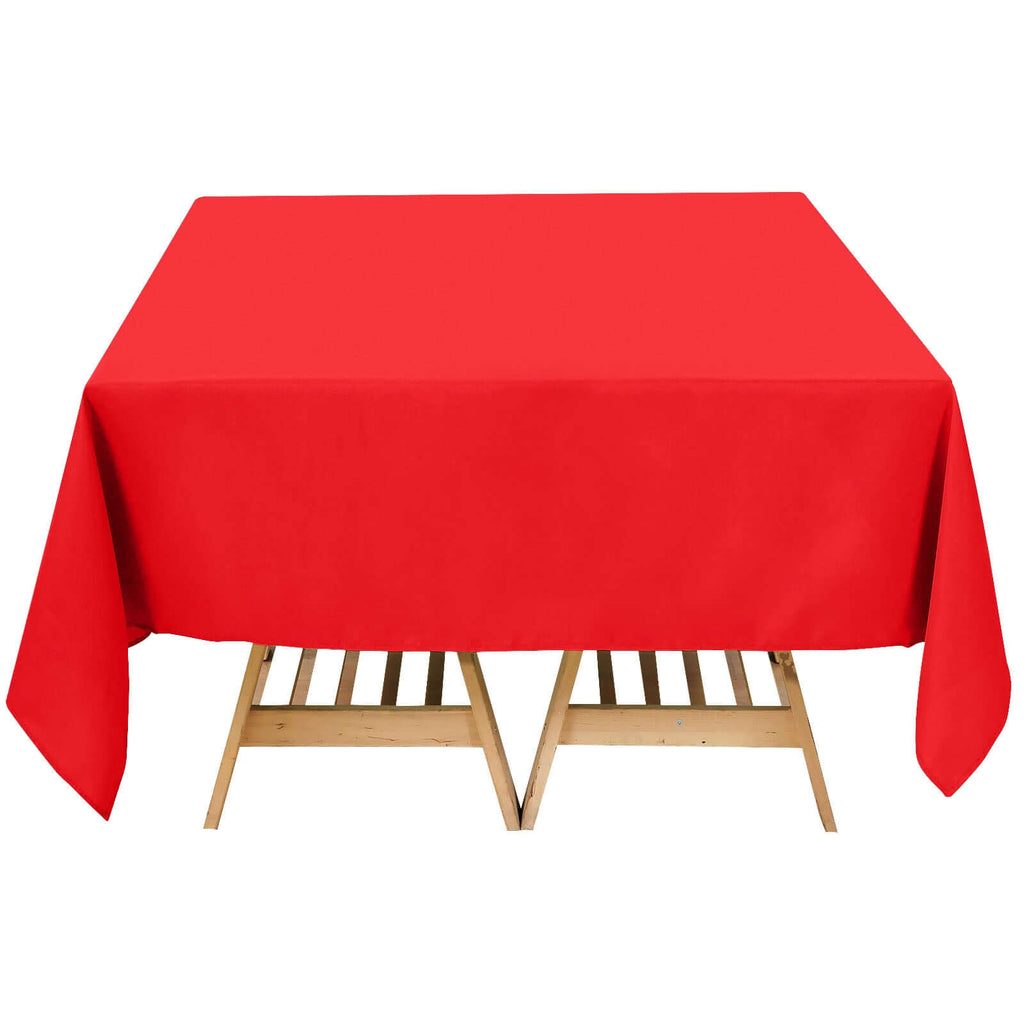 Premium Polyester Square Tablecloth 70"x70" Red 220GSM Wrinkle - Resistant Table Cover - Bell Racket Store
