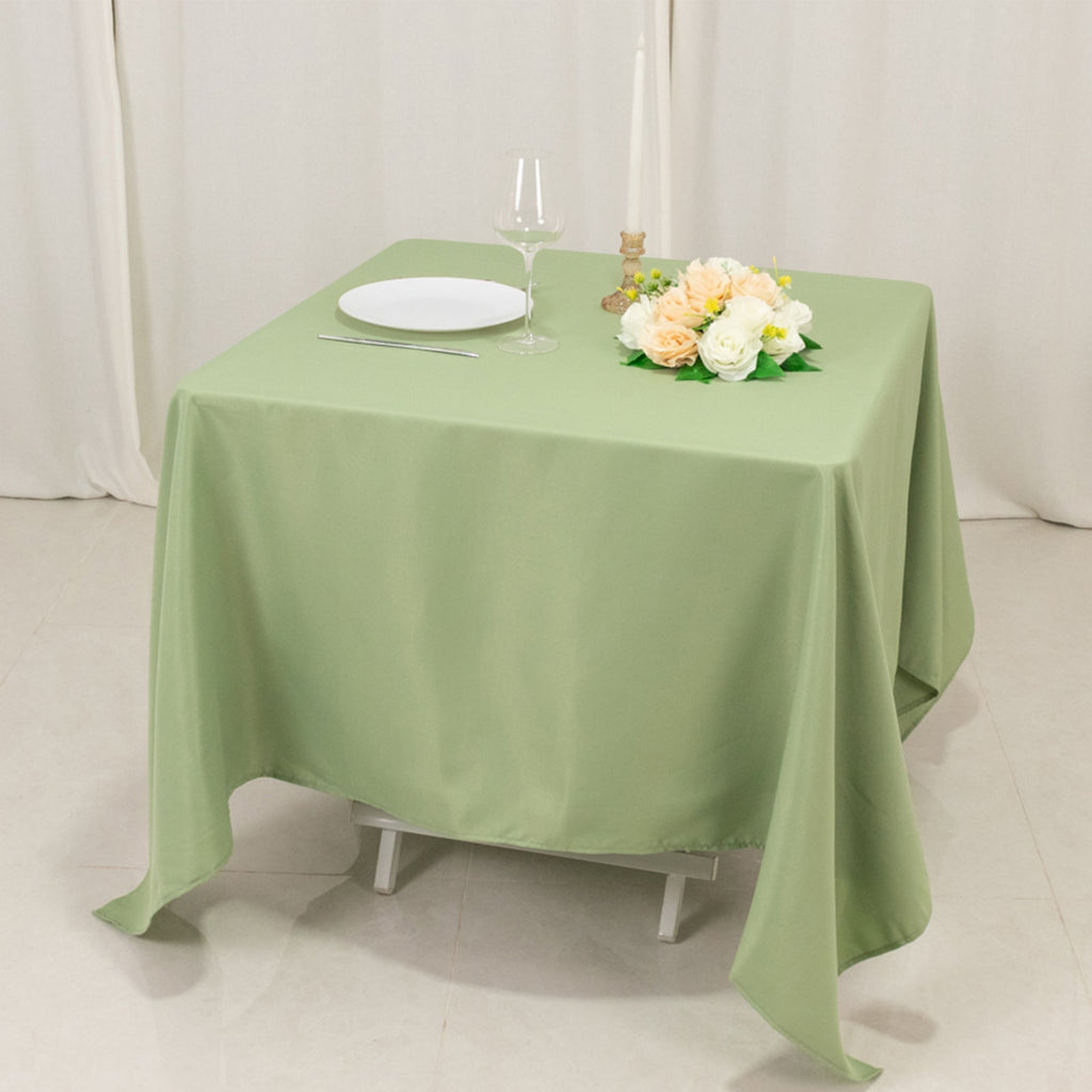 Premium Polyester Square Tablecloth 70"x70" Sage Green 220GSM Wrinkle - Resistant Table Cover - Bell Racket Store