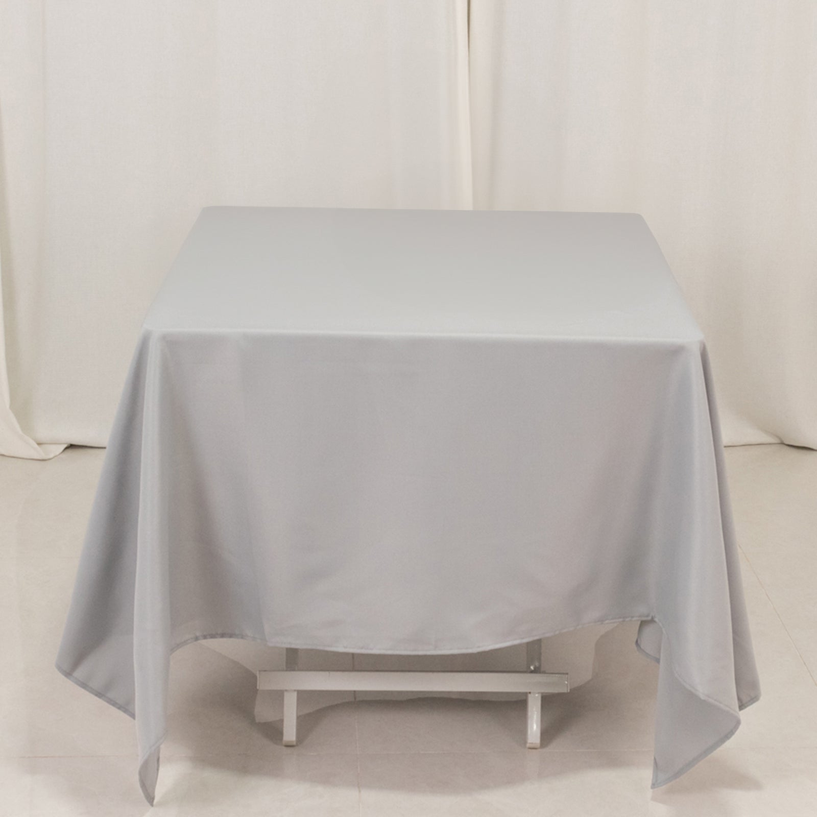 Premium Polyester Square Tablecloth 70"x70" Silver 220GSM Wrinkle - Resistant Table Cover - Bell Racket Store