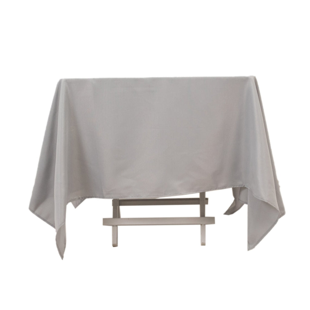 Premium Polyester Square Tablecloth 70"x70" Silver 220GSM Wrinkle - Resistant Table Cover - Bell Racket Store