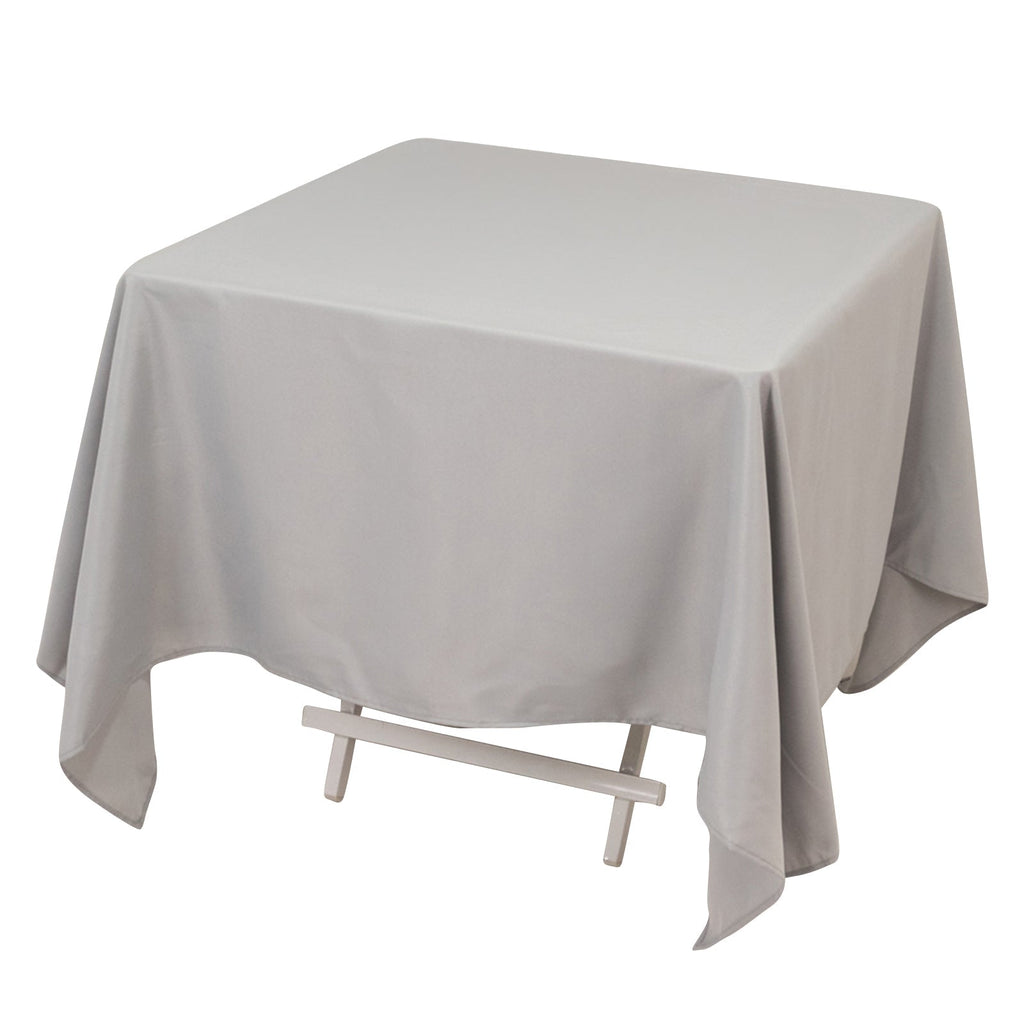 Premium Polyester Square Tablecloth 70"x70" Silver 220GSM Wrinkle - Resistant Table Cover - Bell Racket Store