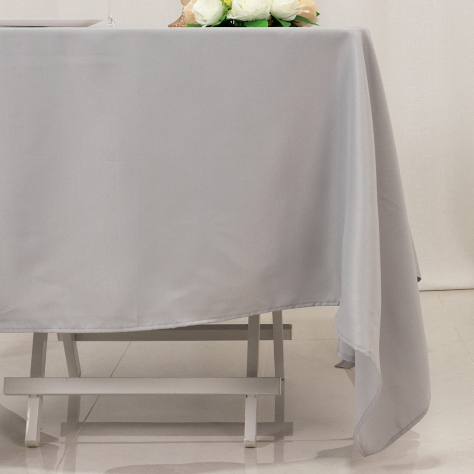 Premium Polyester Square Tablecloth 70"x70" Silver 220GSM Wrinkle - Resistant Table Cover - Bell Racket Store