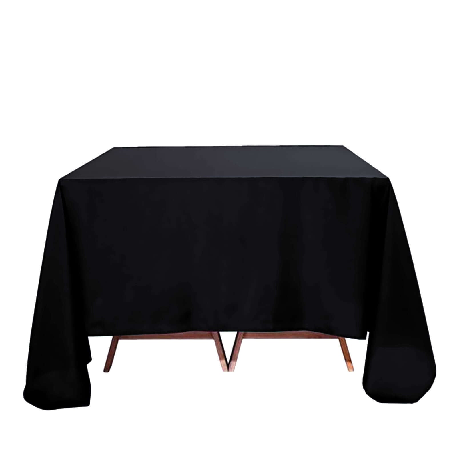 Premium Polyester Square Tablecloth 90"x90" Black 220GSM Wrinkle-Resistant Table Cover