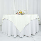 Premium Polyester 70"x70" Table Overlay Square Tablecloth Ivory 220GSM Wrinkle-Resistant Table Cover