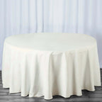 Premium Polyester 120" Round Tablecloth Ivory - Seamless 220GSM Wrinkle-Resistant Design Table Cover