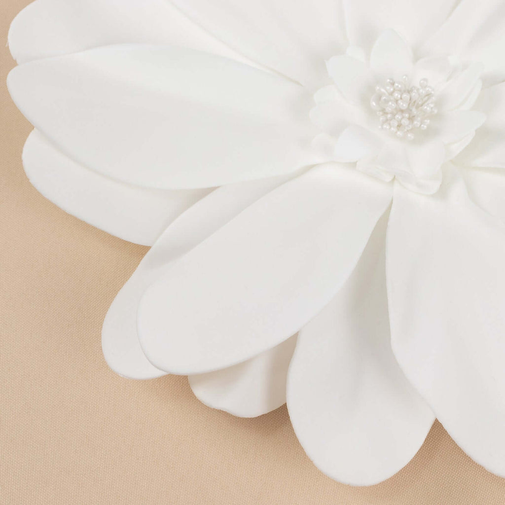 4 Pack 12" White Life-Like Soft Foam Craft Dahlia Flower Heads