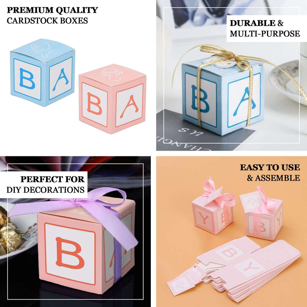 25 Pack 2" Light Blue Baby Shower Party Favor Candy Gift Boxes