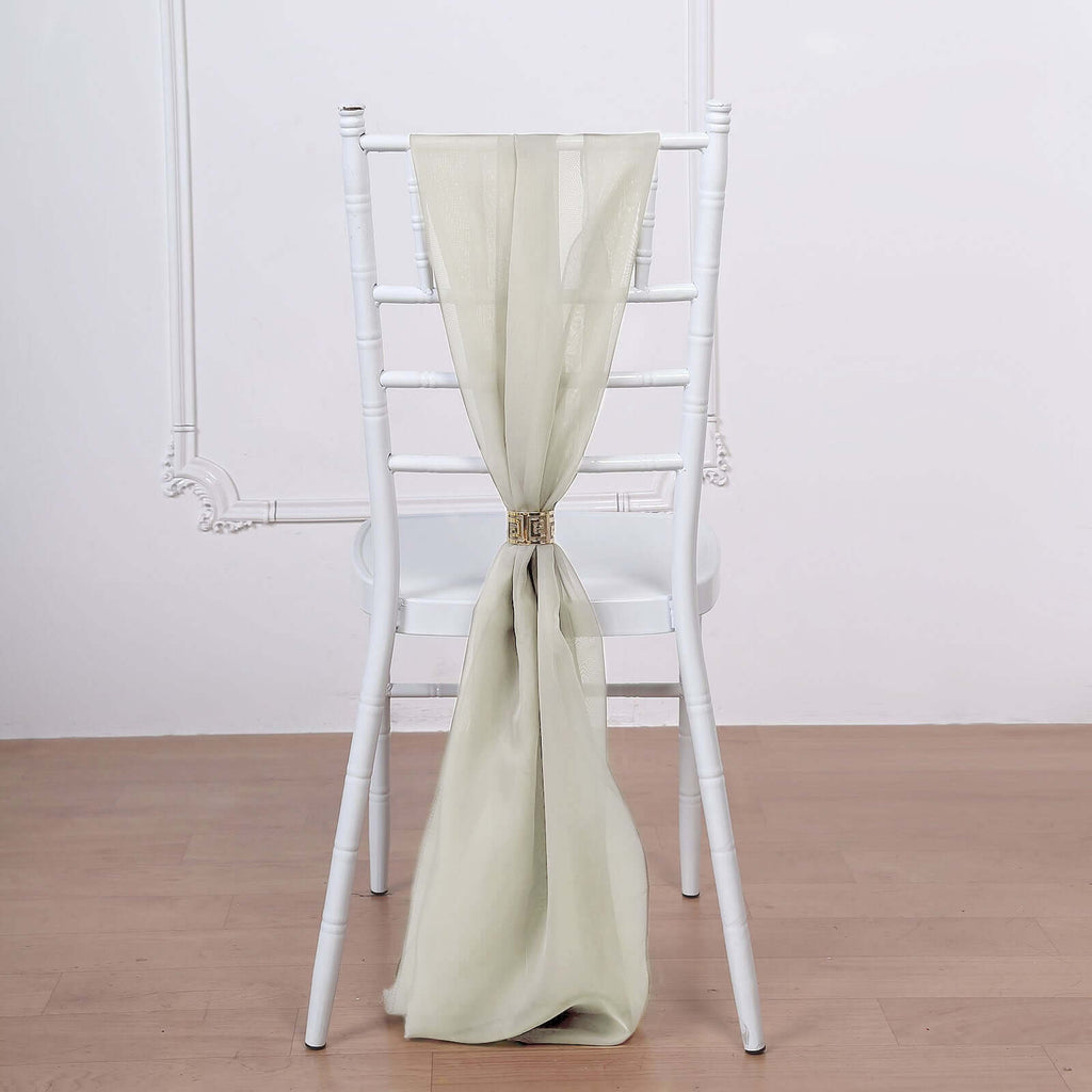 5 Pack Chiffon Chair Sashes Beige - Soft & Lightweight Designer Chair Bows 22"x78"