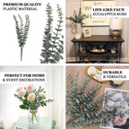 30 Stems 17" Frosted Green Artificial Eucalyptus Sprays, Faux Plants