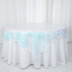 Sequin 72"x72" Table Overlay Square Tablecloth Iridescent Blue - Big Payette Table Cover