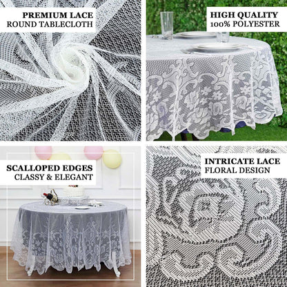 Lace 90" Round Tablecloth White - Premium Design for Versatile Table Decor