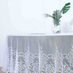 Lace 108" Round Tablecloth White - Premium Design for Formal Table Settings