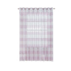 2 Pack White Lavender Lilac Cabana Print Faux Linen Curtain Panels With Chrome Grommet - 52"x108"