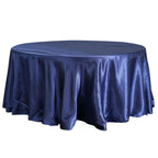 Satin 108" Round Tablecloth Navy Blue - Smooth and Lustrous Table Cover