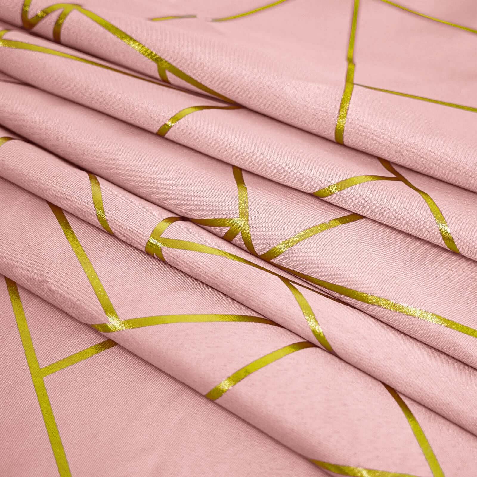 Polyester 54"x54" Table Overlay Square Tablecloth Dusty Rose with Gold Foil Geometric Pattern - Wrinkle-Resistant & Durable Table Topper