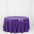 Sequin 120" Round Tablecloth Purple - Seamless Glittering Table Cover