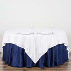 Polyester 90"x90" Table Overlay Square Tablecloth White - Wrinkle-Resistant & Durable Table Cover for Events