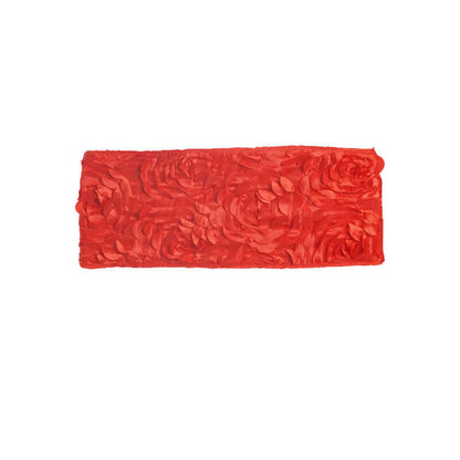 5 Pack Satin Spandex Chair Sashes Red - Rosette Design Stretch Chair Bands 6"x14"