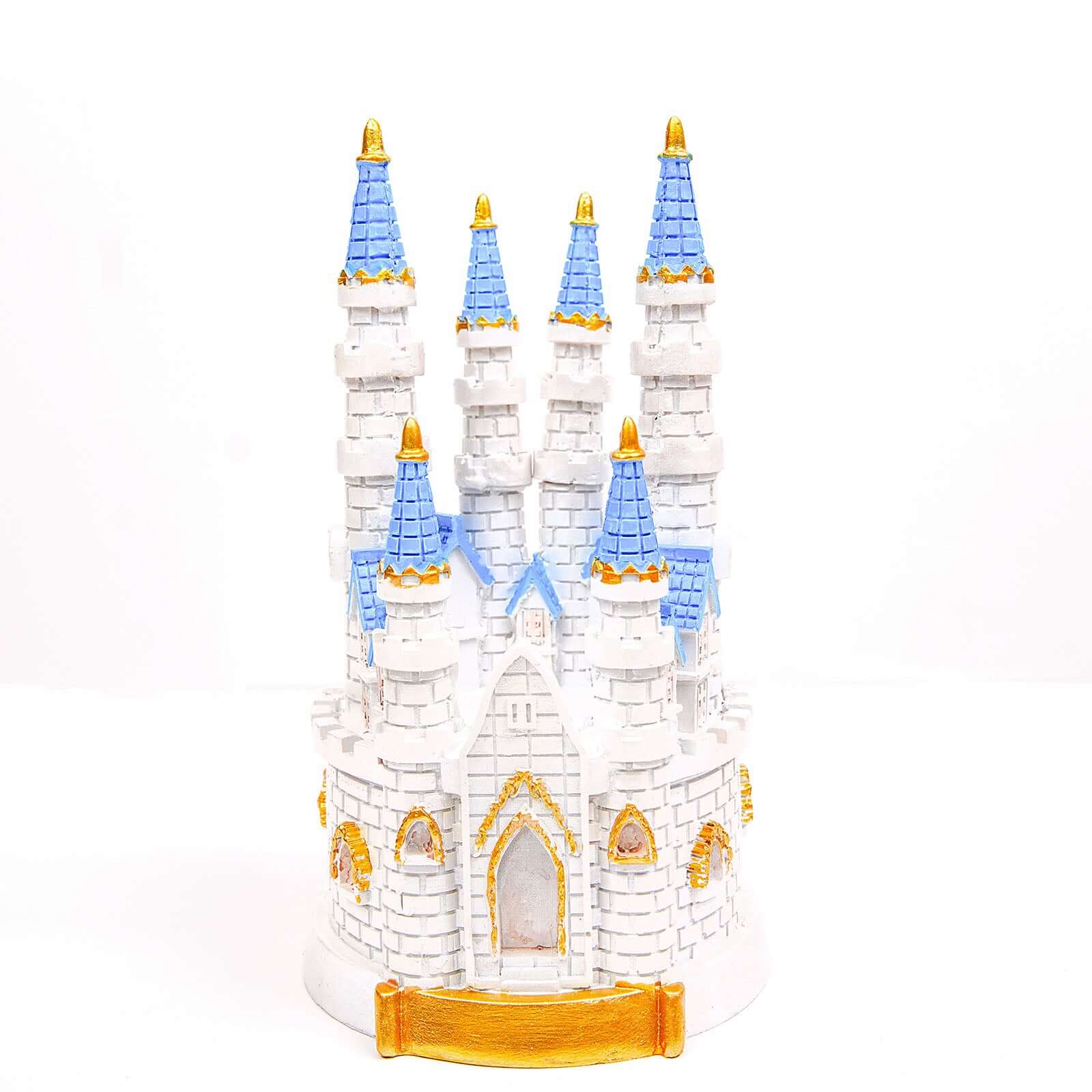 Cake Topper Figurine Fairytale Princess Castle Design Blue and White - Decoration for Baby Showers 8.5"