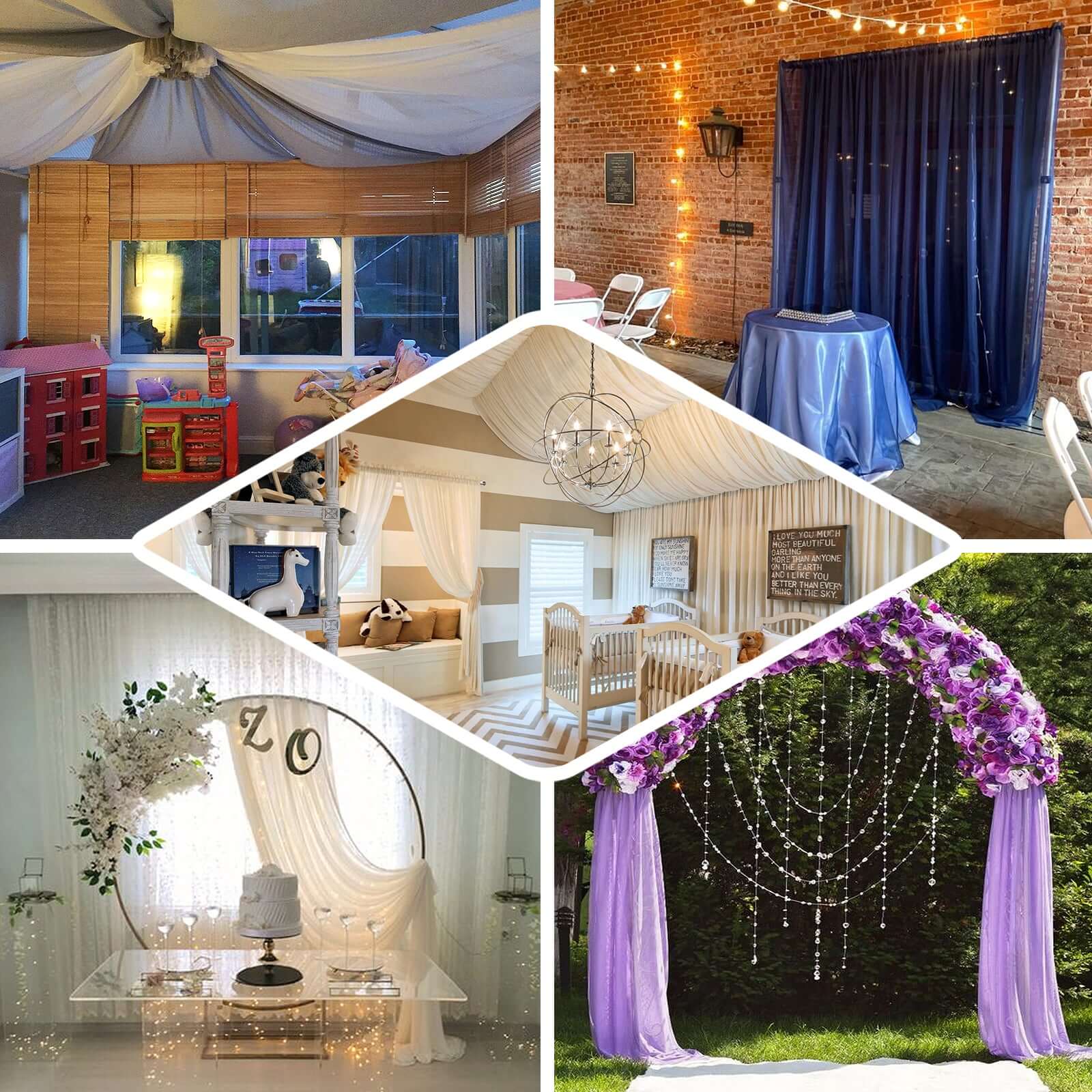 2 Pack Royal Blue Sheer Chiffon Event Curtain Drapes, Durable Flame Resistant Organza Backdrop Event Panels With Rod Pockets - 10ftx10ft