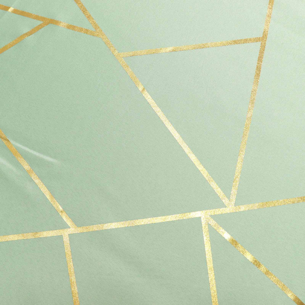 Polyester 54"x54" Square Tablecloth Sage Green with Gold Foil Geometric Pattern - Wrinkle-Resistant & Durable for Stylish Settings